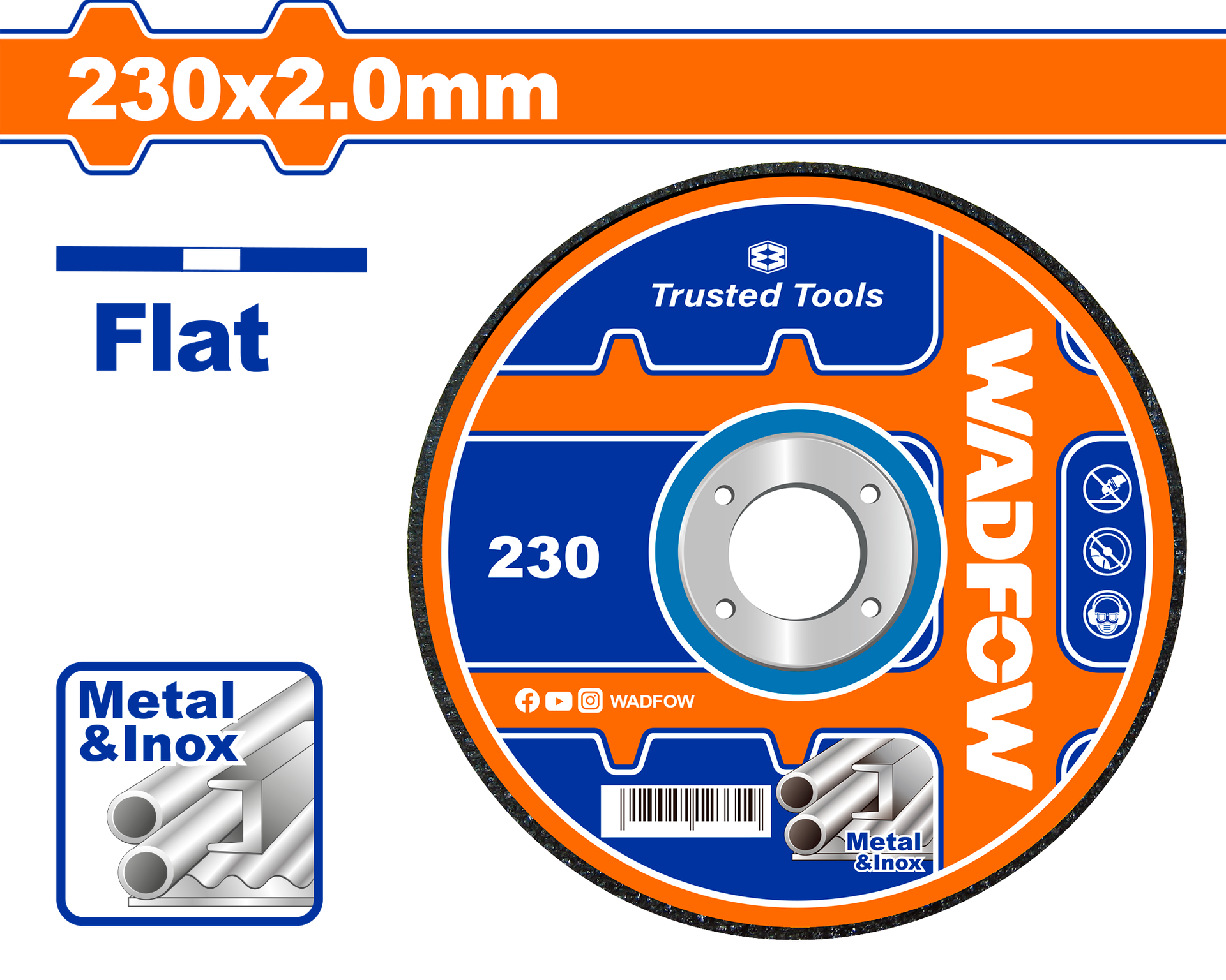 БРУСЕН КАМЕН 230×2.0mm ЗА МЕТАЛ & ИНОКС WADFOW WAC1397