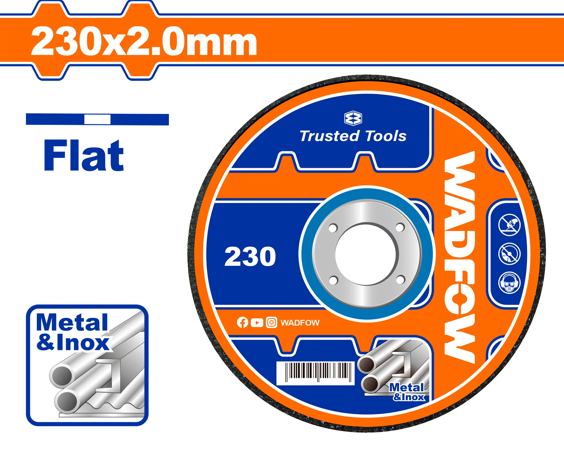 БРУСЕН КАМЕН 230×2.0mm ЗА МЕТАЛ & ИНОКС WADFOW WAC1397