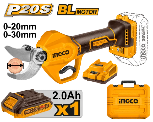 БАТЕРИСКА НОЖИЦА ЗА ГРАНКИ 20V 1×2.0Ah БАТЕРИЈА INGCO CSSLI203083