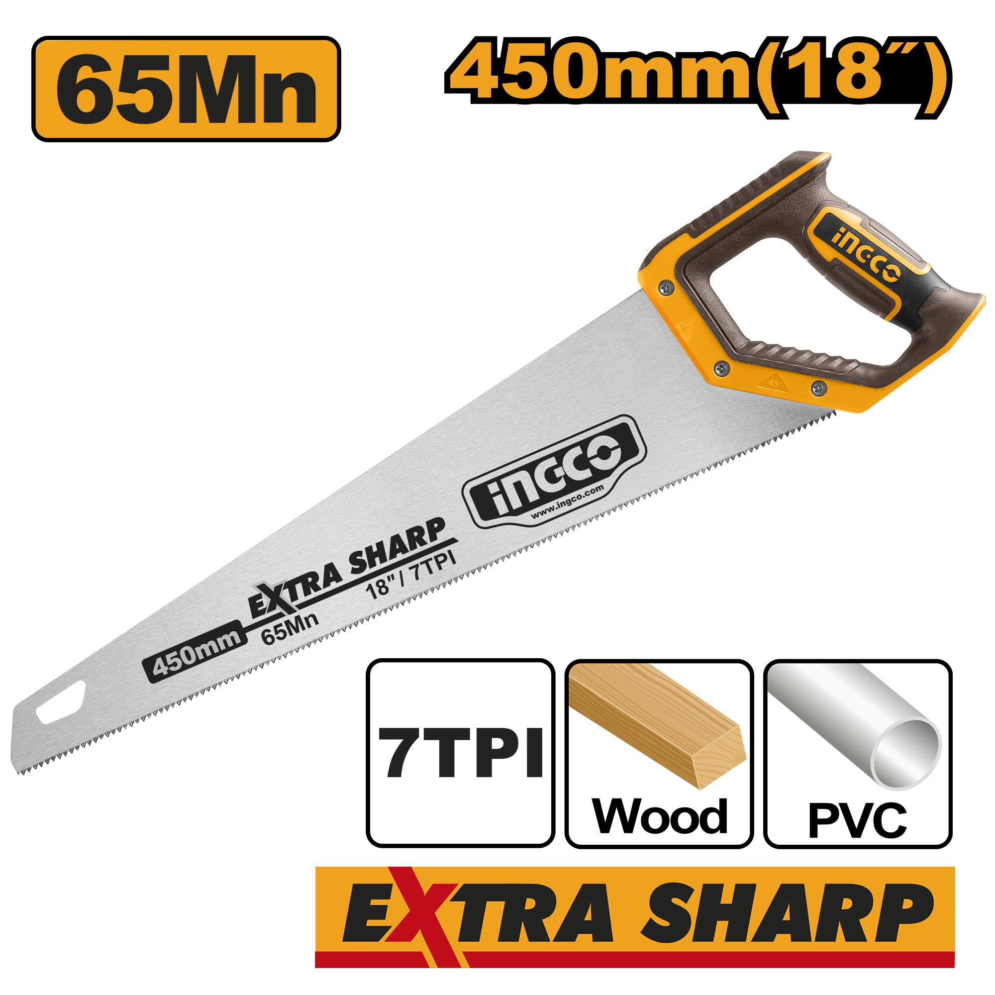 Sharrë dore për drunj dhe plastikë INGCO 450mm HHAS15450