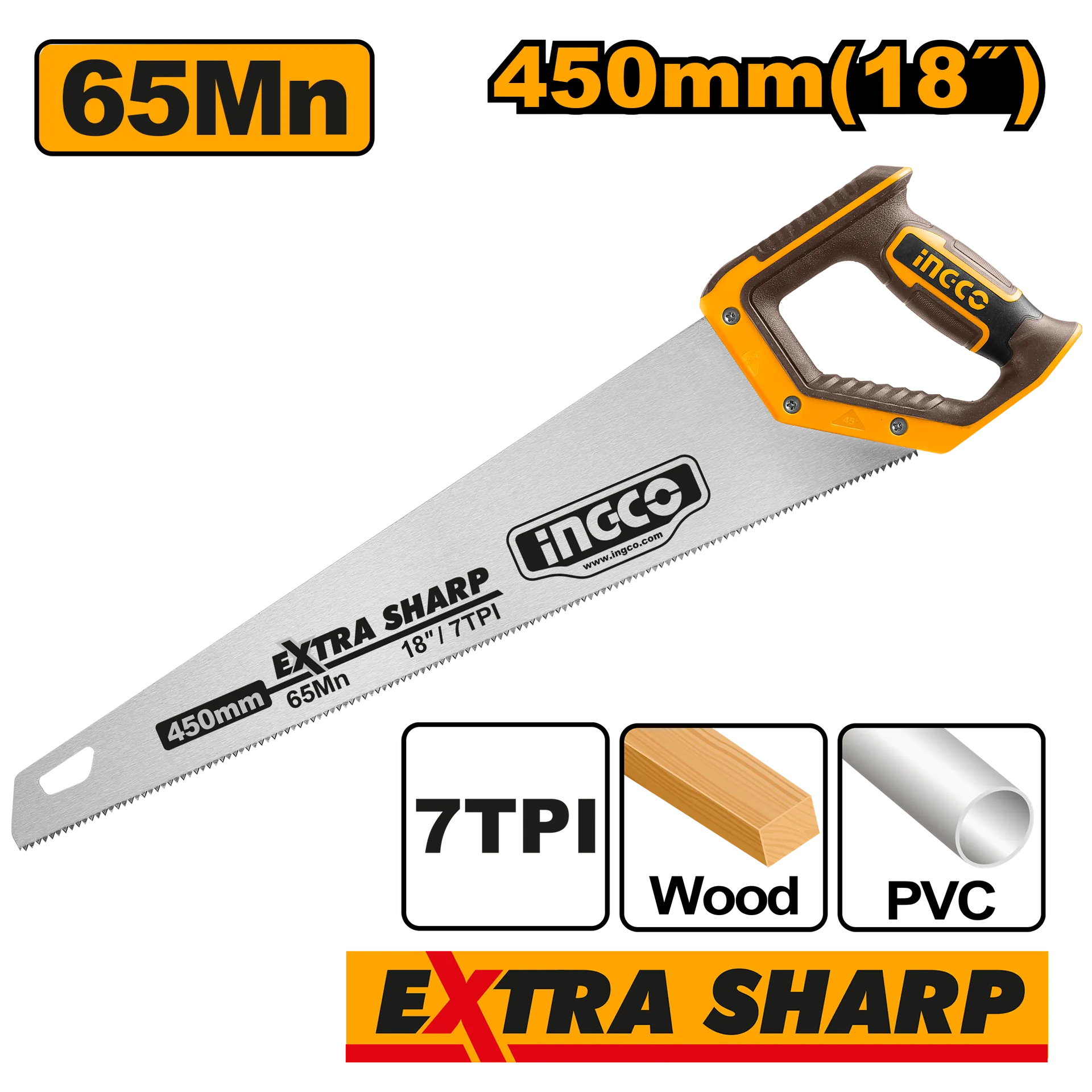 Sharrë dore për drunj dhe plastikë INGCO 450mm HHAS15450