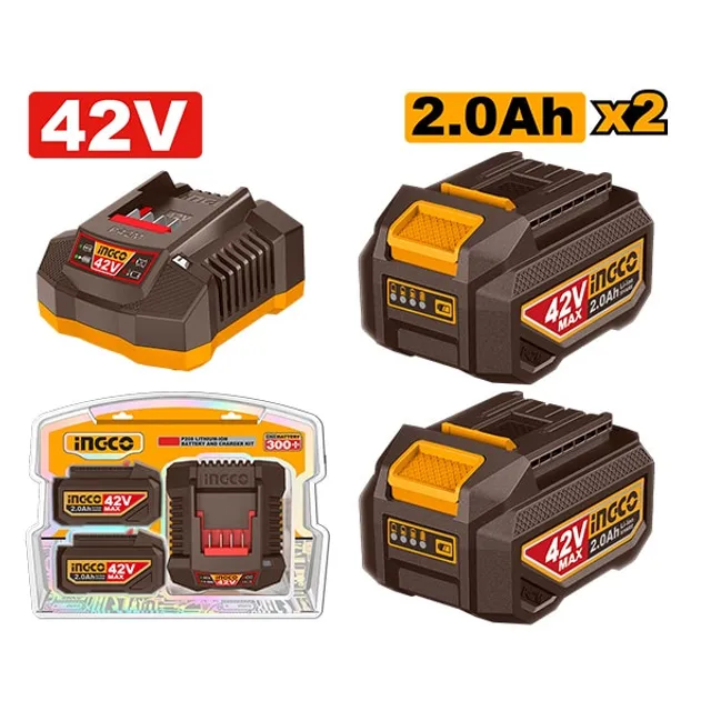 БАТЕРИИ INGCO 42V 2×2.0Ah + ПОЛНАЧ FBCPM20221