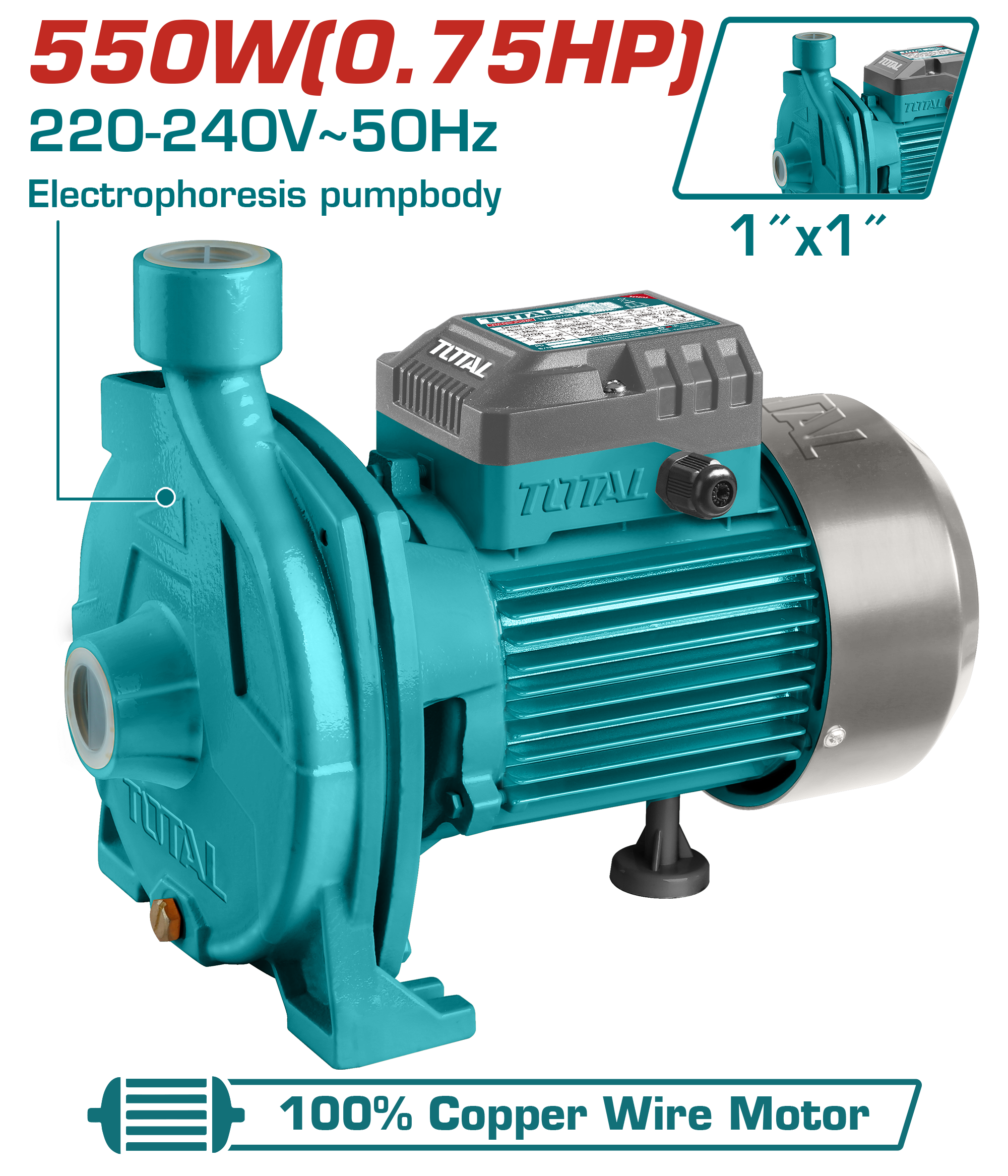 Pompa centrifugale për ujin 550W TOTAL TWP25506