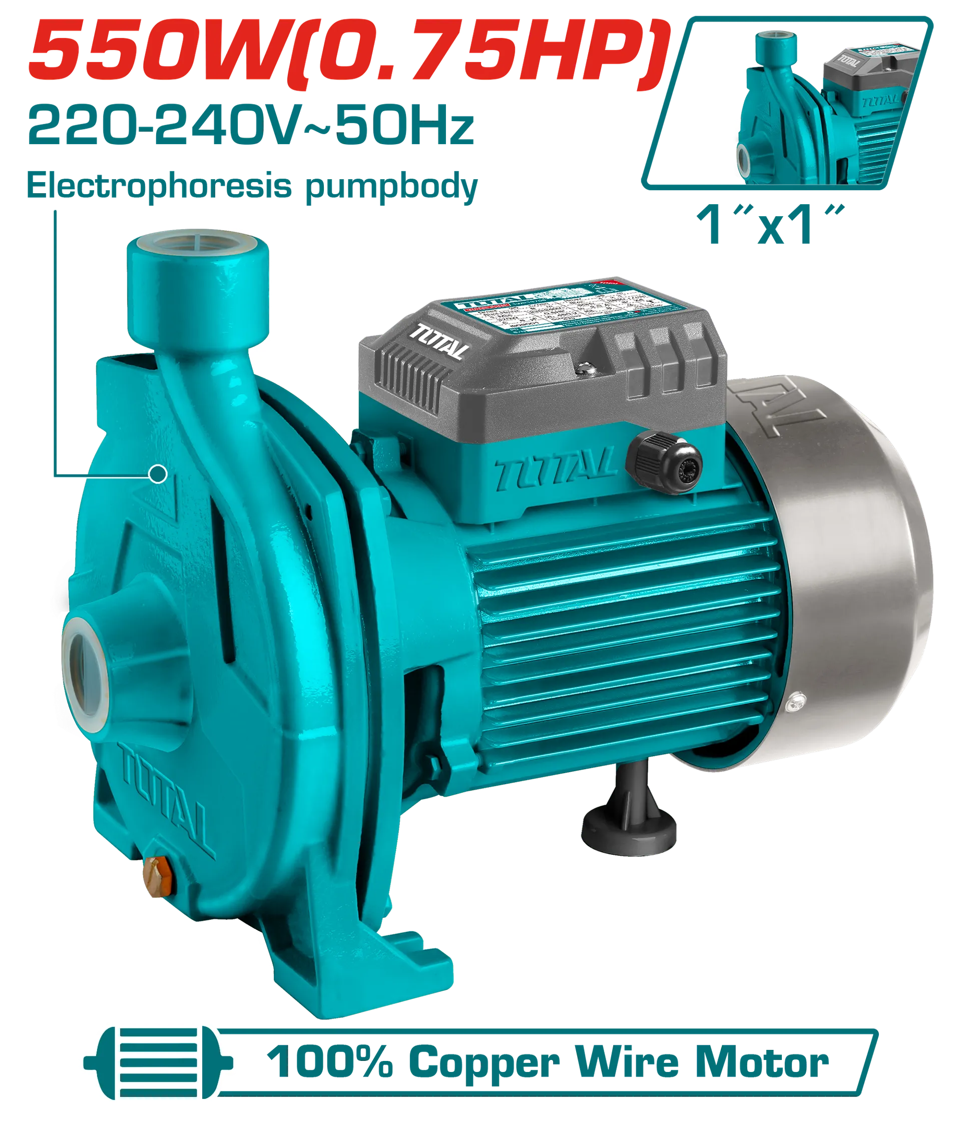 Pompa centrifugale për ujin 550W TOTAL TWP25506