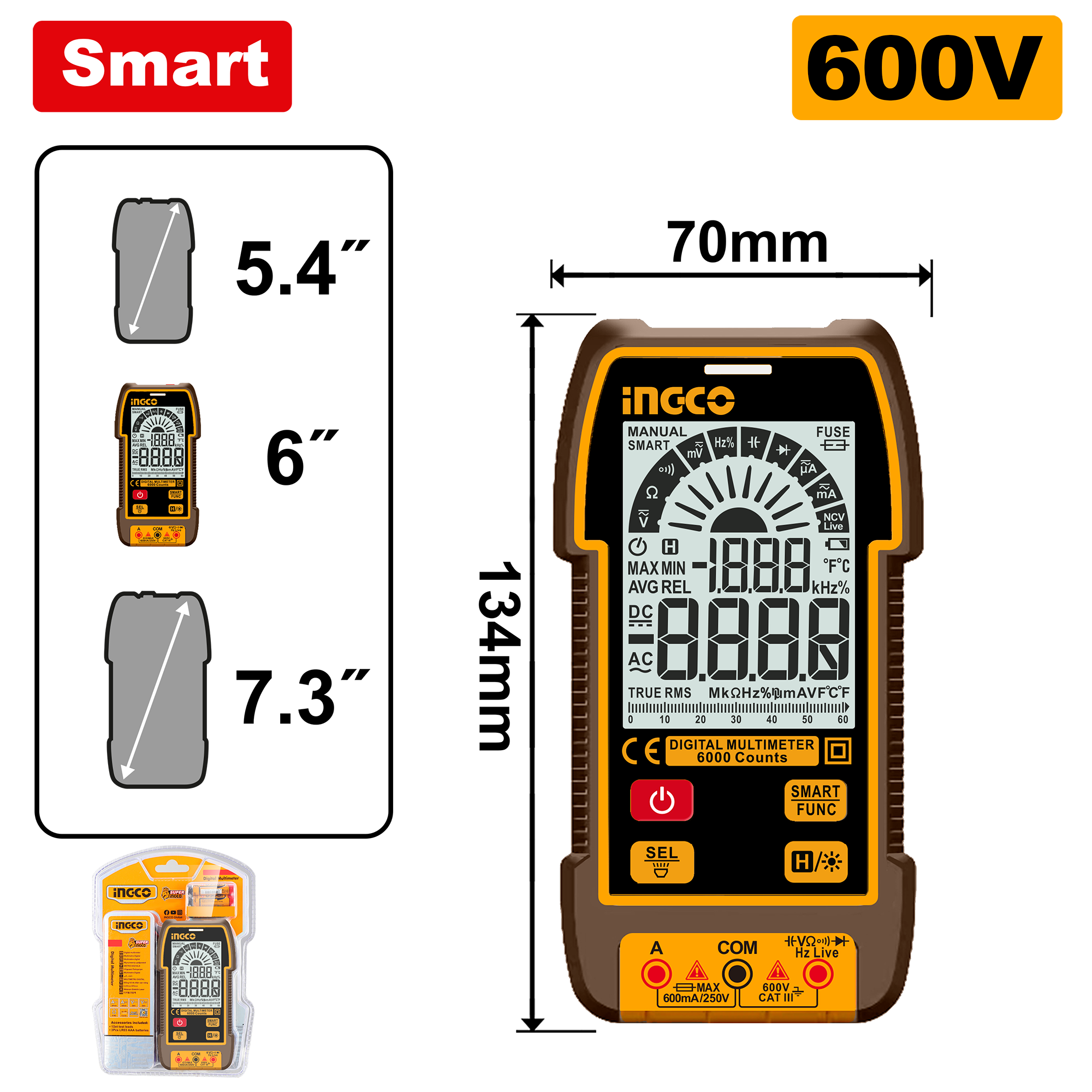 Multimetër dixhital 600V INGCO DM16004