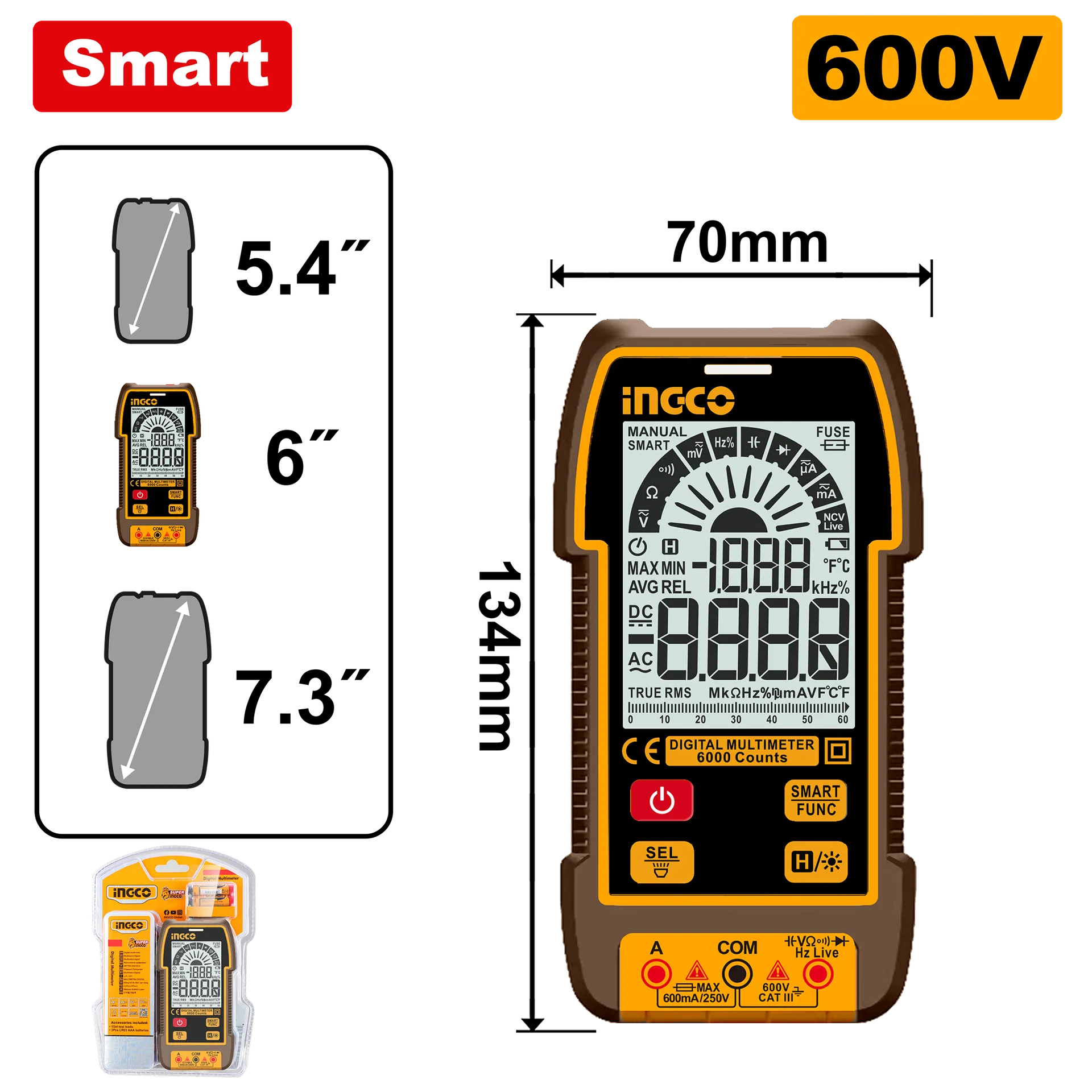 Multimetër dixhital 600V INGCO DM16004