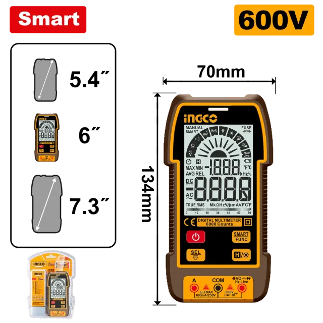 МУЛТИМЕТАР ДИГИТАЛЕН 600V INGCO DM16004