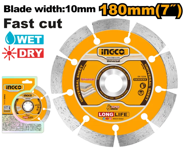 Disk diamanti universal 180mm prurje e shpejtë INGCO DMD011802