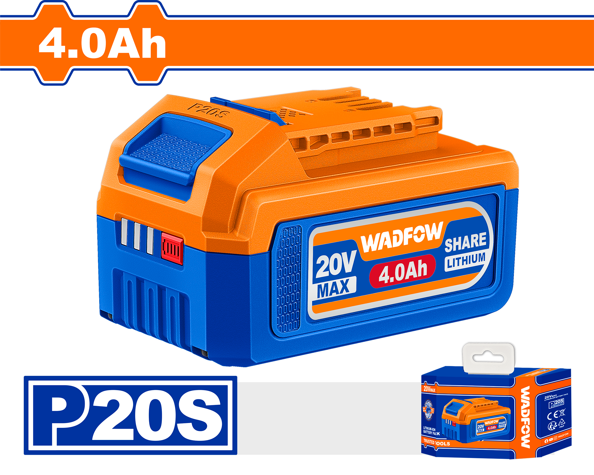 Bateria 20V 4.0Ah WADFOW WLBP540
