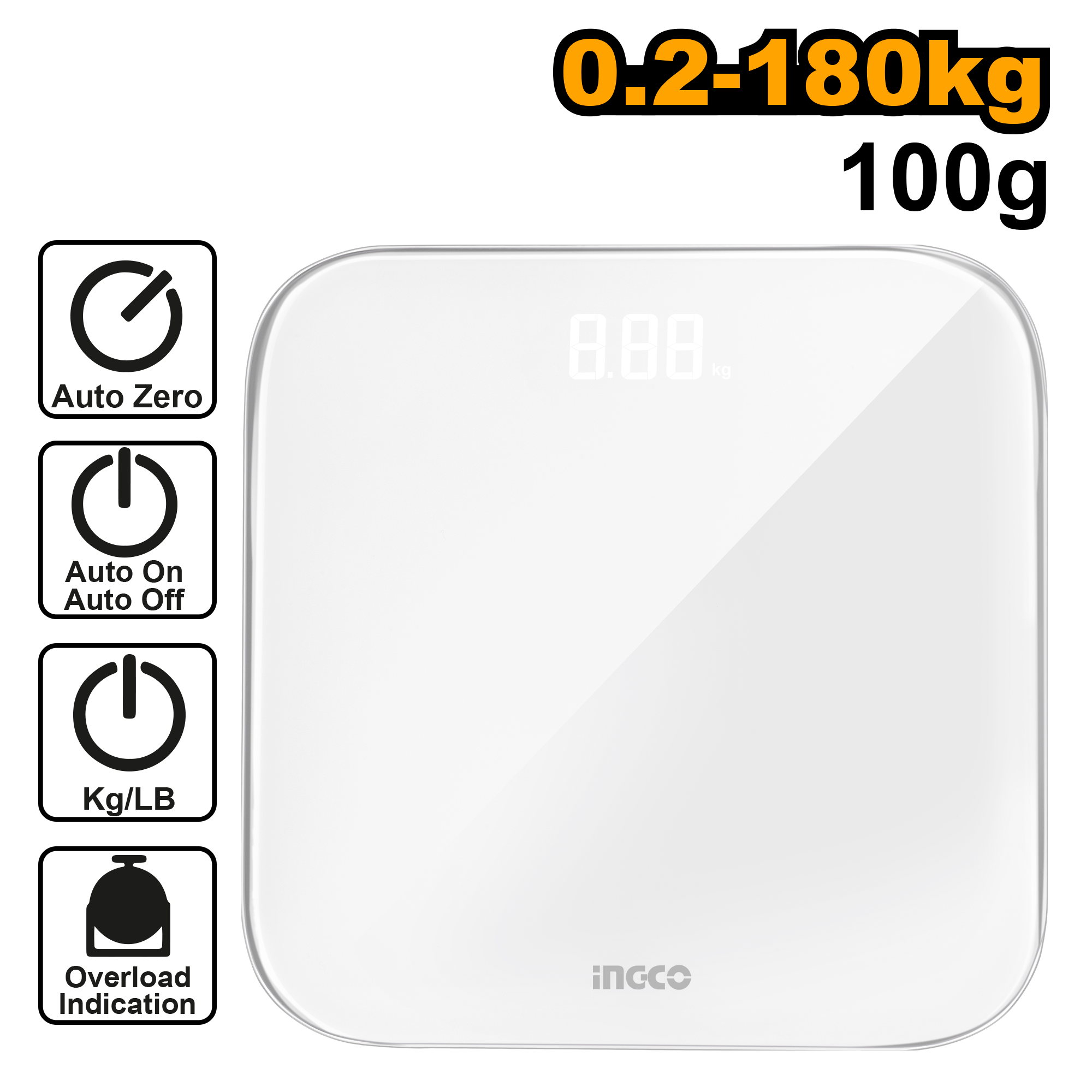 ТЕЛЕСНА ВАГА 0.2-180KG INGCO HESA41802
