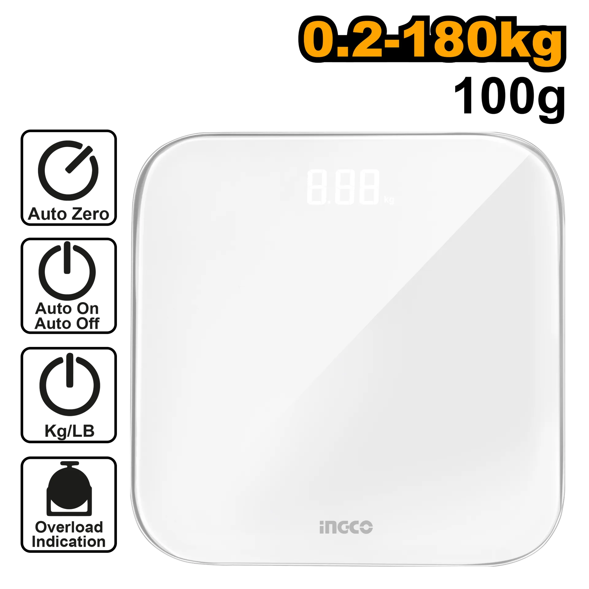 ТЕЛЕСНА ВАГА 0.2-180KG INGCO HESA41802
