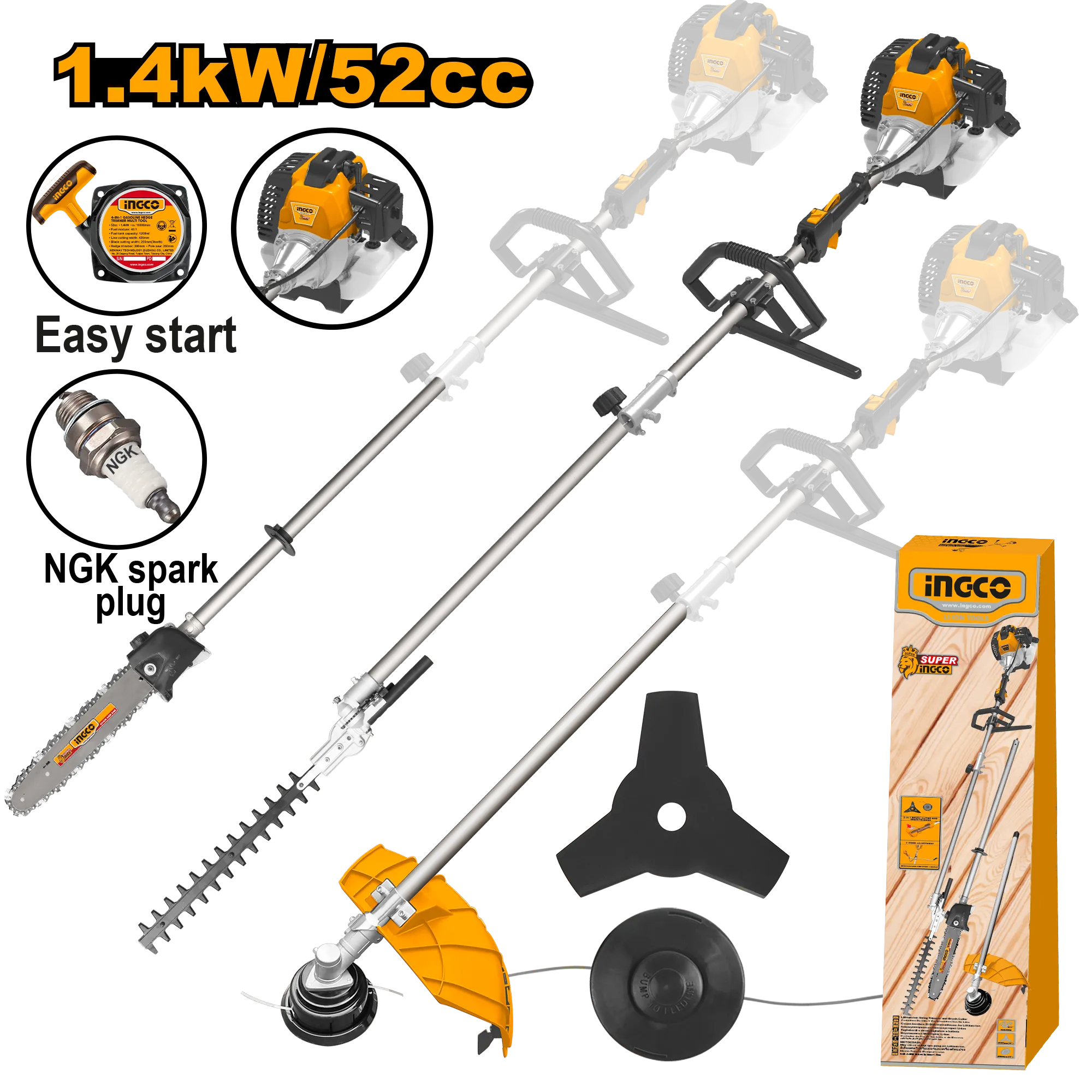 СЕТ 3/1 ТРИМЕР НА БЕНЗИН INGCO 1.4KW GMT55231