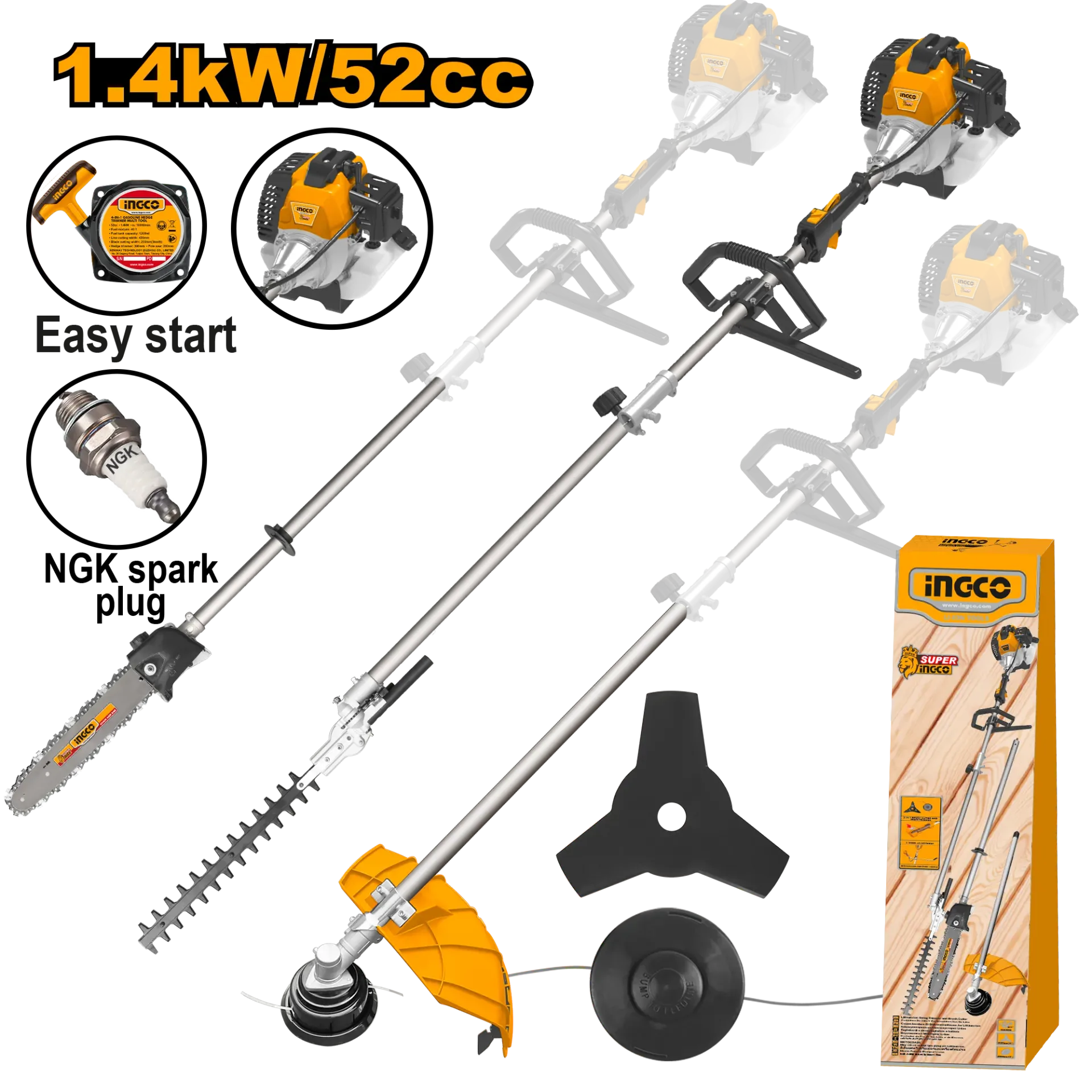 Set 3/1 trimmer benzine INGCO 1.4KW GMT55231