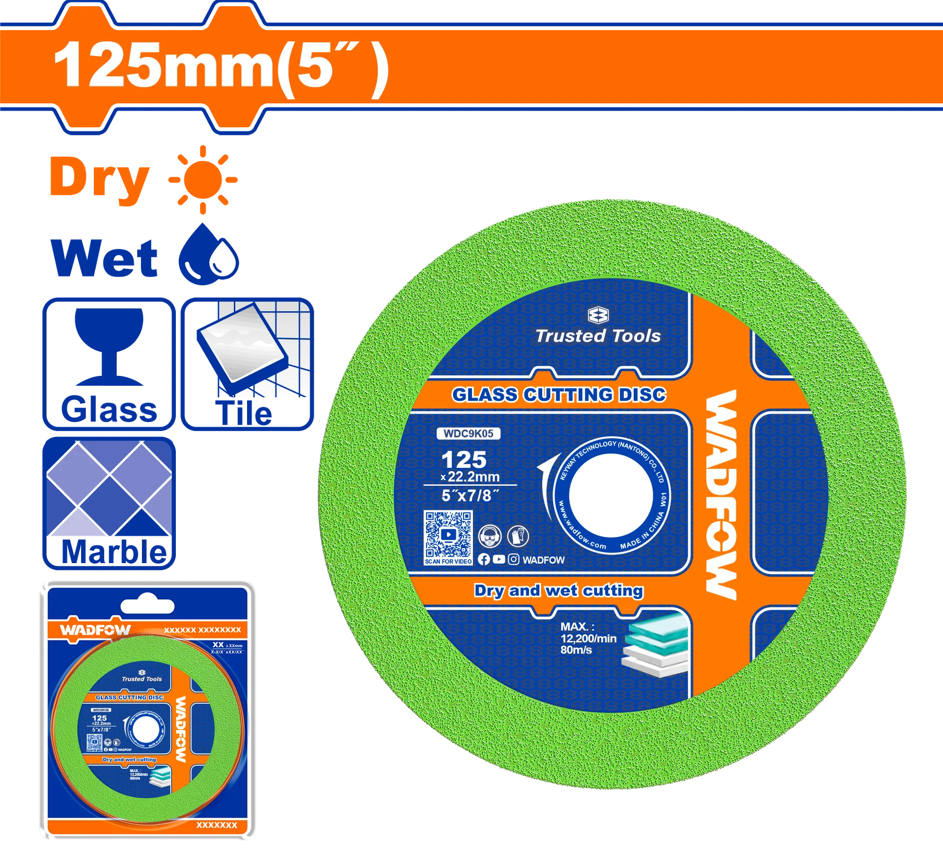 Disk për xham dhe pllaka 125mm WADFOW WDC9K05