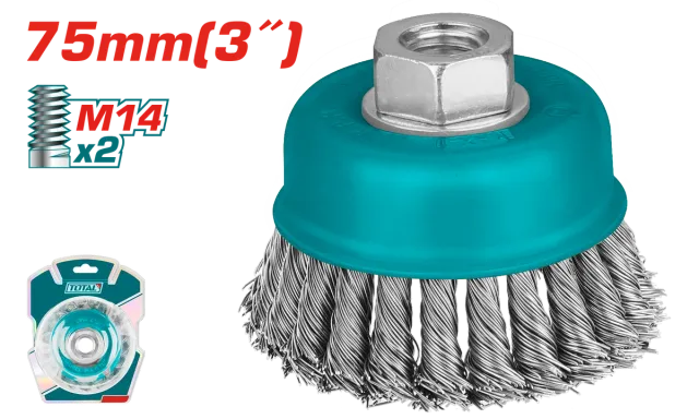 Furça metal 75mm për bluarje këndore M14x2 TOTAL TAC32031