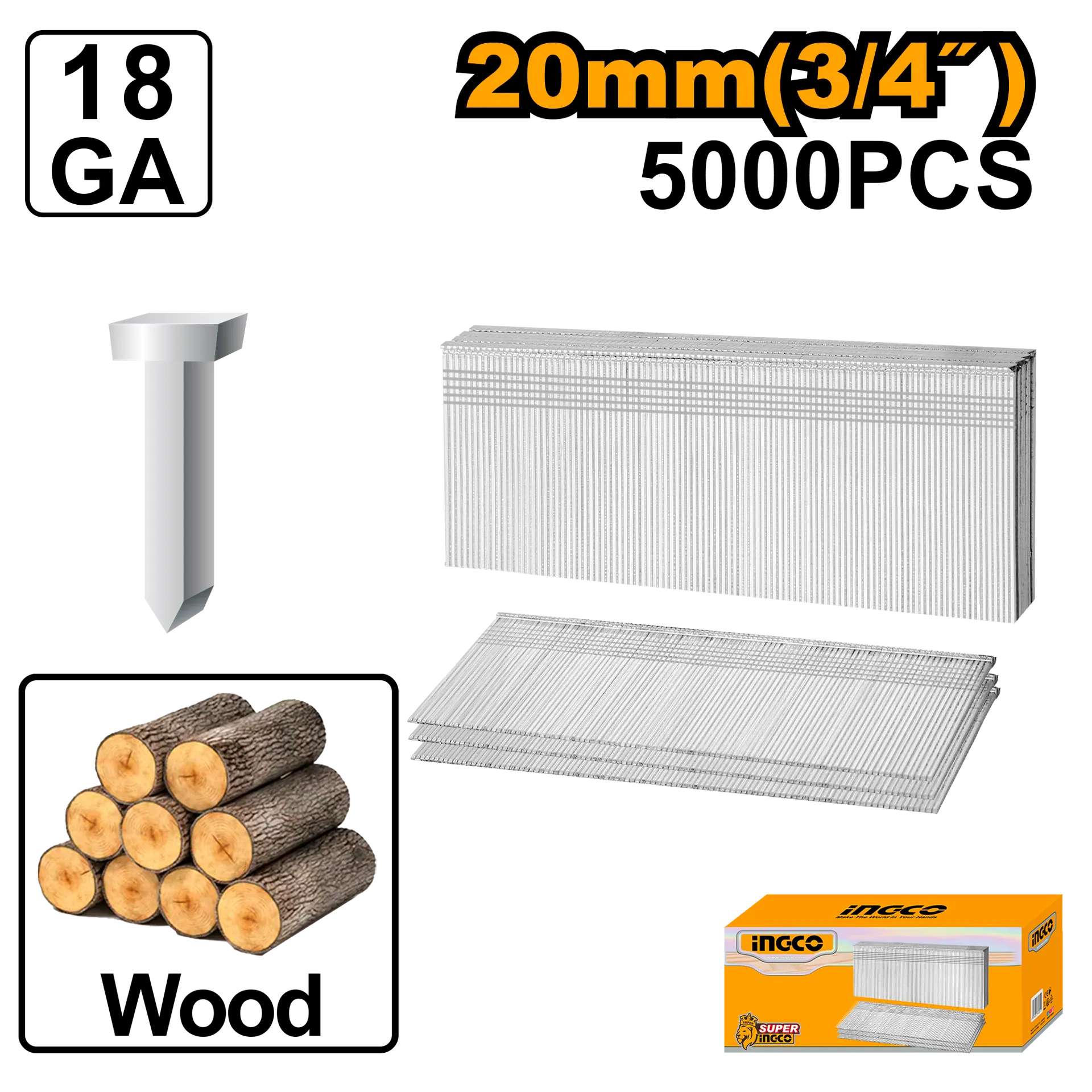 Ammunition-nails 18Ga INGCO 20mm 5000 ANA18201