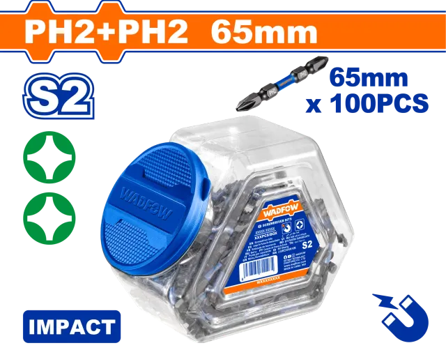 СЕТ 100/1 ДВОСТРАН БИТ ЦРН 65mm PH2 WADFOW WSV5KPH265
