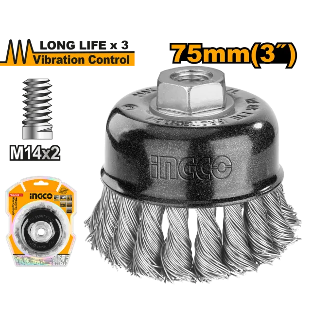 ЧЕТКА МЕТАЛНА 75mm M14x2 INGCO WB20755