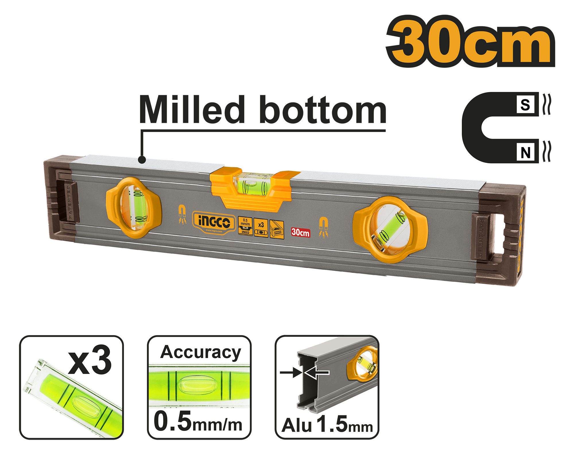 Nivel ujore magnet 30CM INGCO HSL38030M