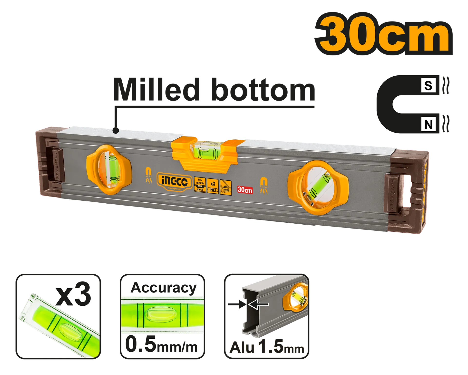 Nivel ujore magnet 30CM INGCO HSL38030M