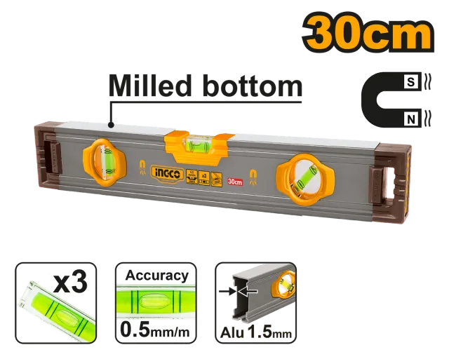ВАСЕР ВАГА ЛИБЕЛА СО МАГНЕТ 30CM INGCO HSL38030M