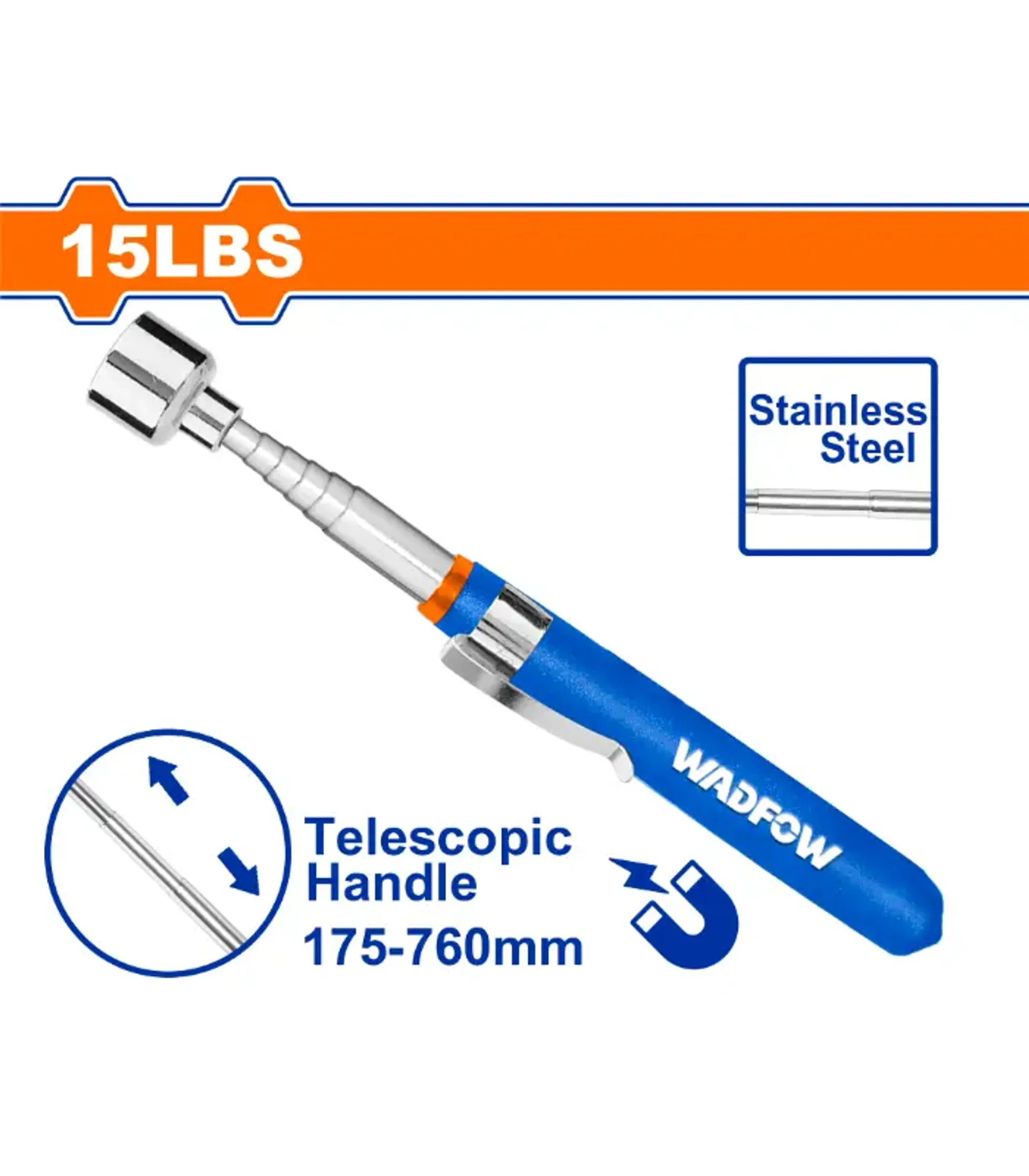 ТЕЛЕСКОПСКИ МАГНЕТ 7.5kg 175-760mm WADFOW WME1615