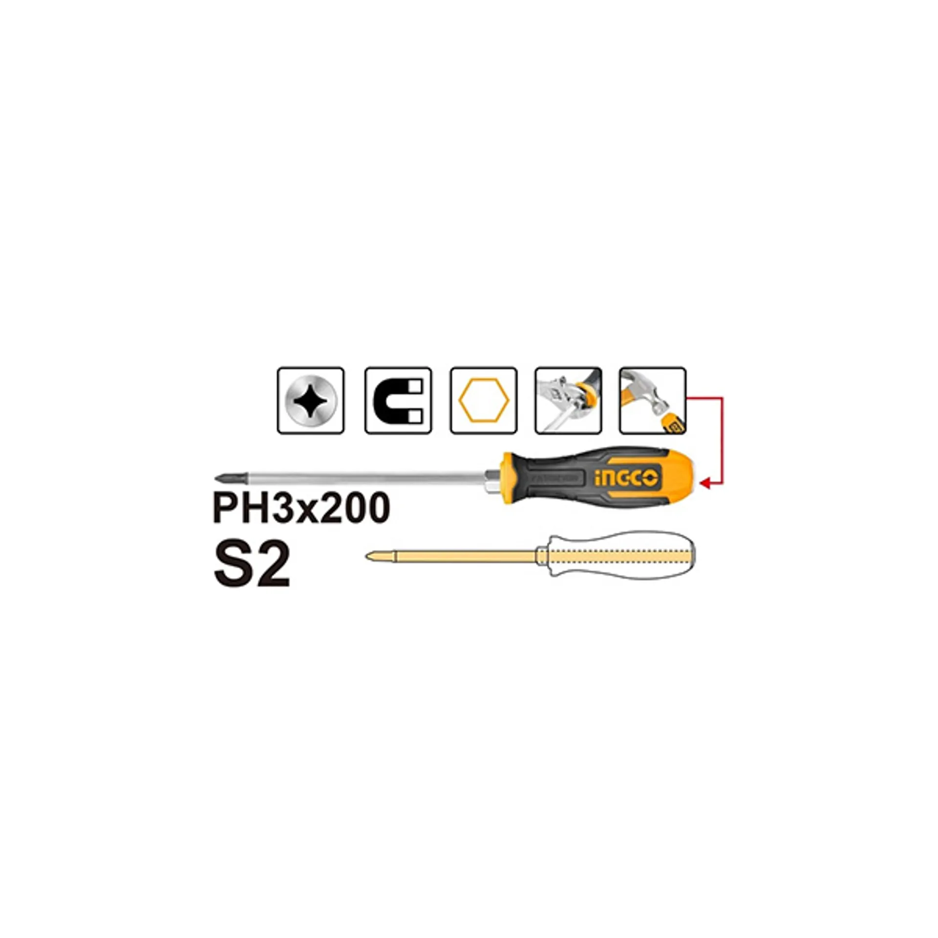 ШТРАФЦИГЕР PH3x200mm INGCO HGTSPH3200