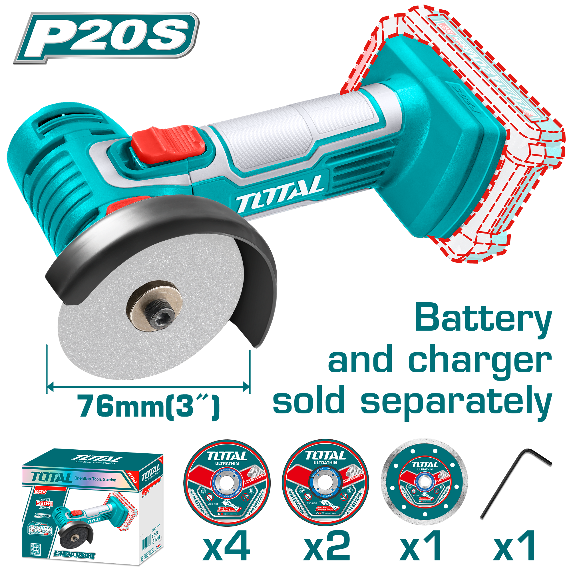 Bluese mini 20V 76mm vetëm pa bateri TOTAL TOTAL TAGLI7601