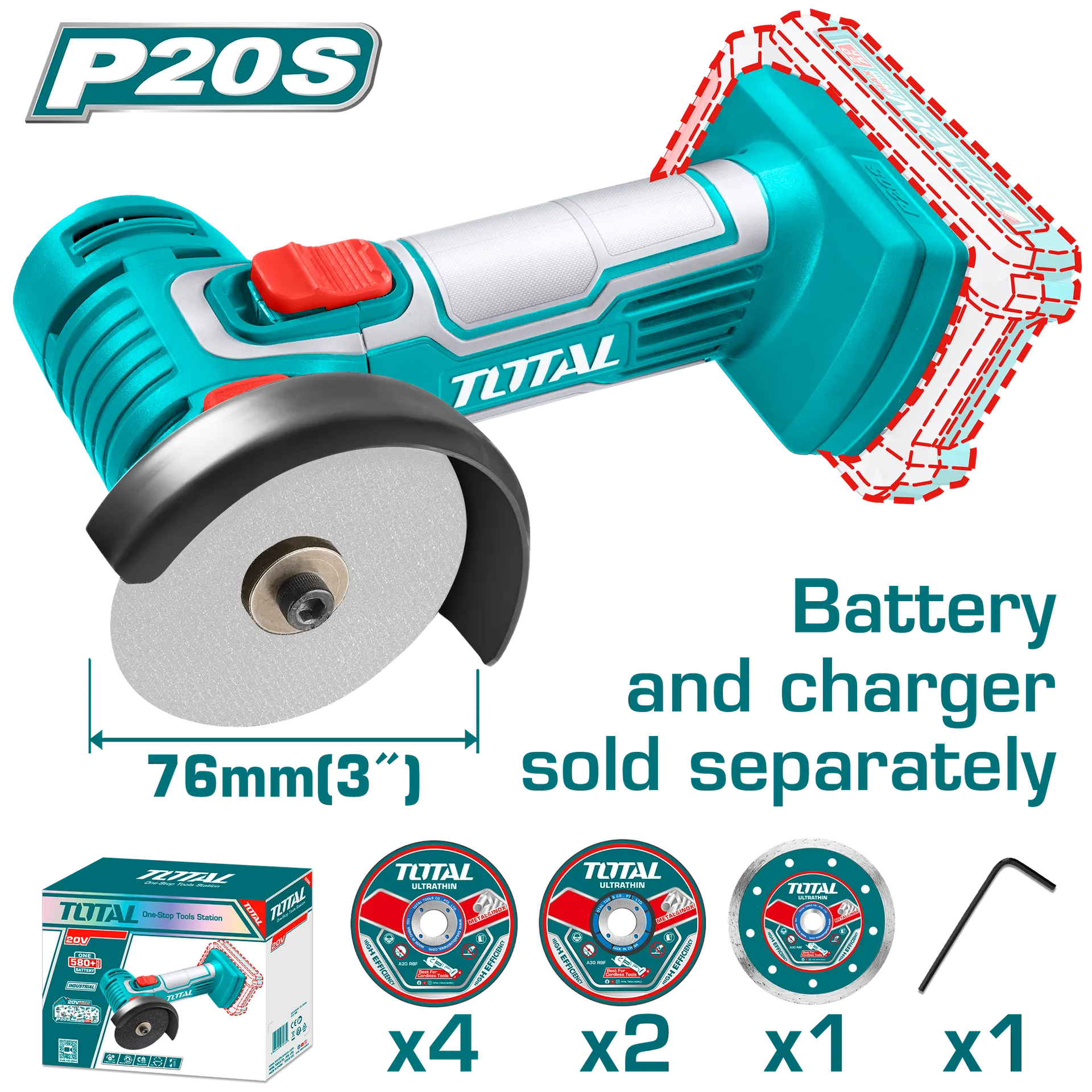 Bluese mini 20V 76mm vetëm pa bateri TOTAL TOTAL TAGLI7601