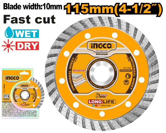 ДИЈАМАНТСКИ ДИСК УНИВЕРЗАЛЕН 115mm FAST CUT INGCO DMD031152