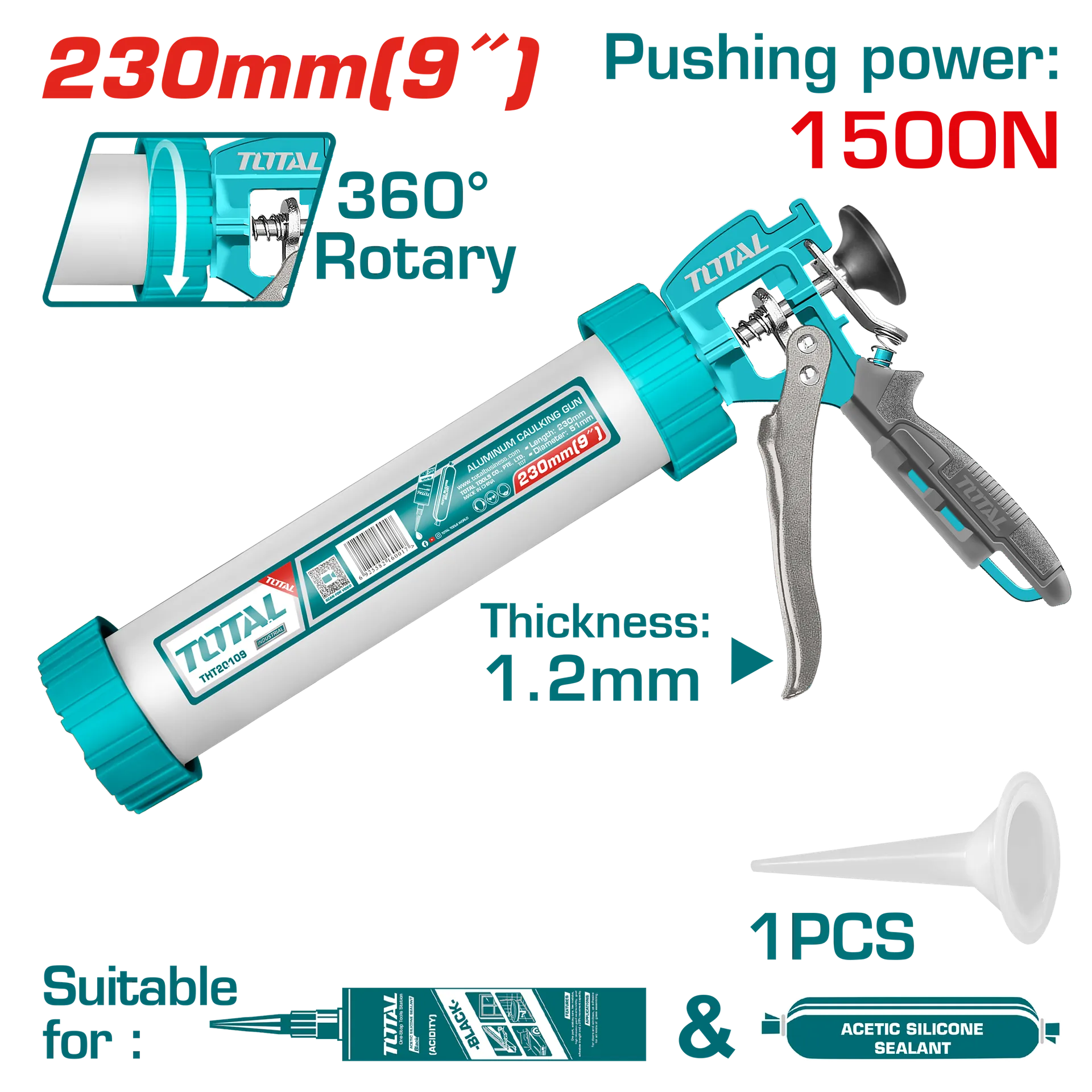 Pistol për silikën 230mm TOTAL THT20109