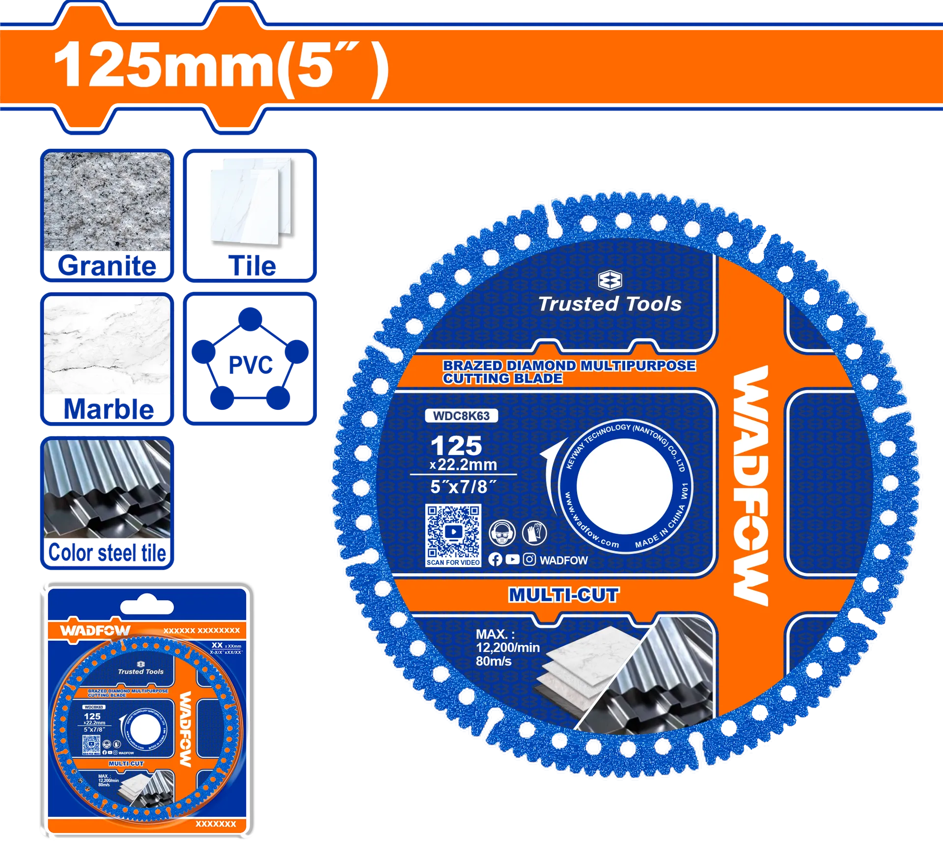 Disku diamanti 125mm universal WADFOW WDC8K63