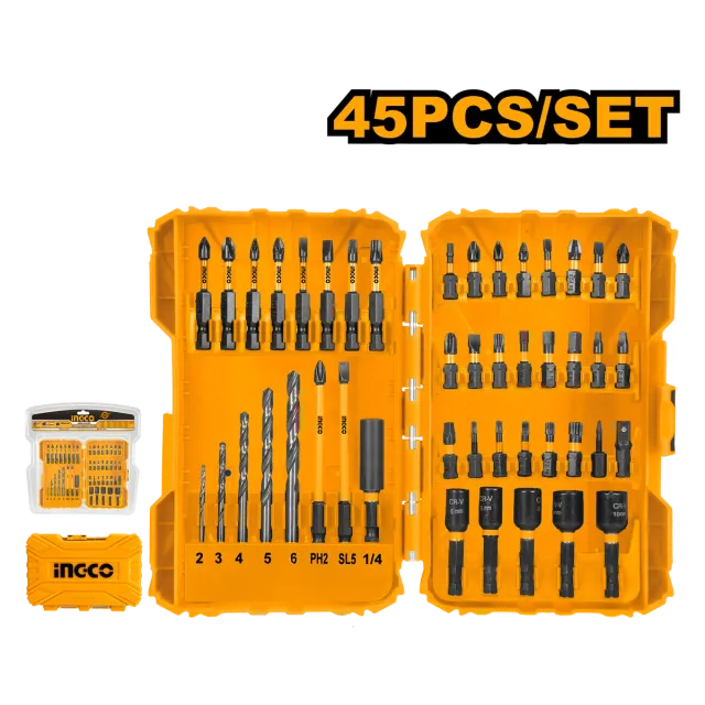 БИТОВИ СЕТ + НАСТАВАК 45/1 INGCO AKDL24502