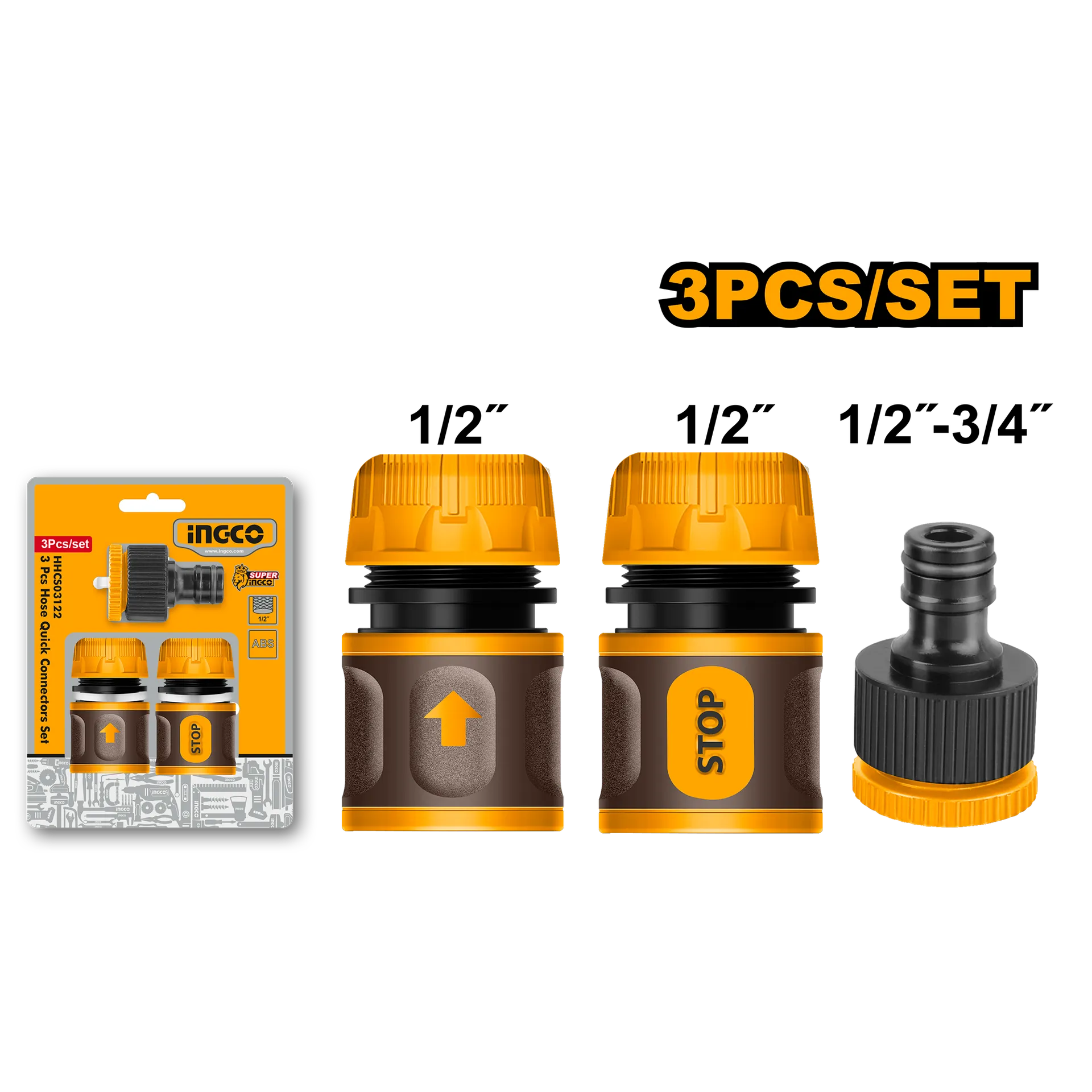Lidhëset për tubin këndit 3/1 set INGCO HHCS03122