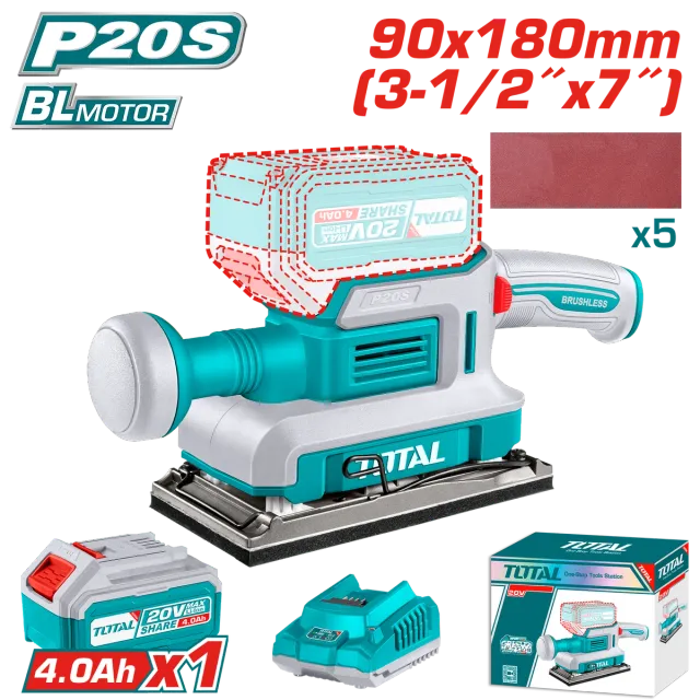 Brusi Vibrues me Baterite 20V 1×4.0Ah TOTAL TFSLI20311