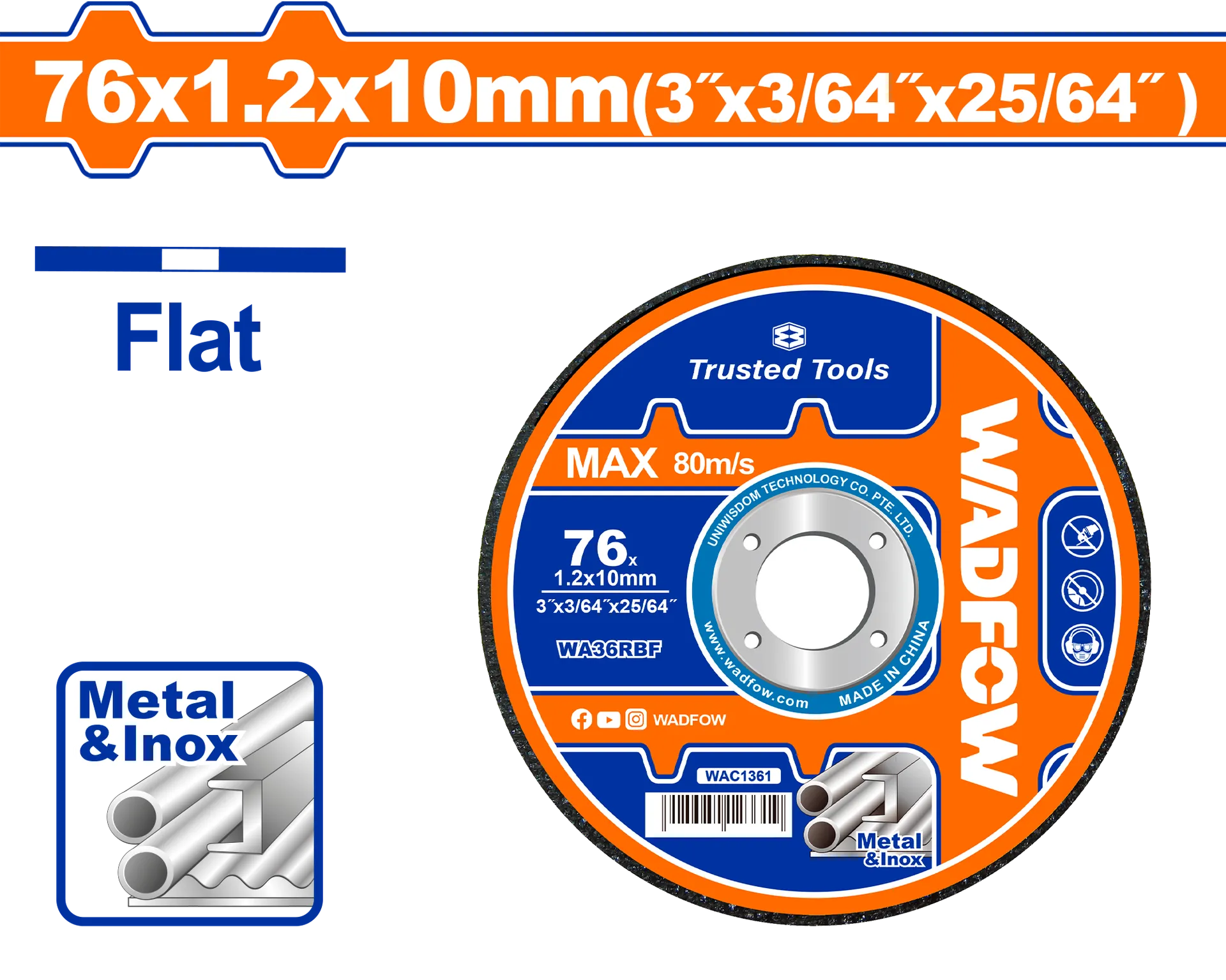 Gur sharje 76×1.2mm metal & inox WADFOW WAC1361