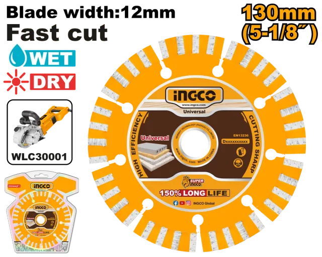 Disk diamant universal 130mm për WLC30001 fast cut INGCO DMD011301