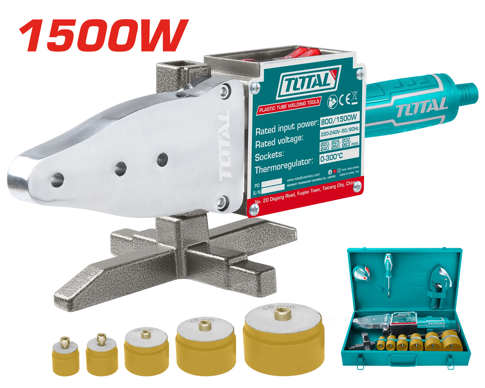 Presa për ngjitje tubash PVC 1500W TOTAL TT328151