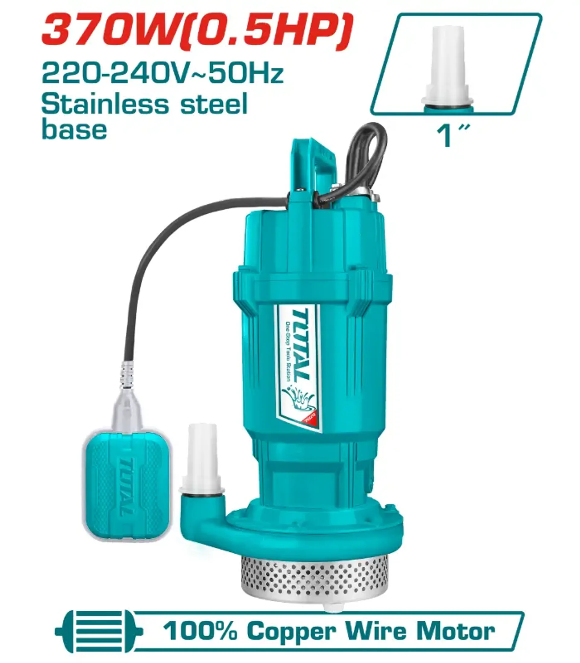 Pompa zhytëse për ujin 0.37KW-17M 1″ INGCO SPC3708