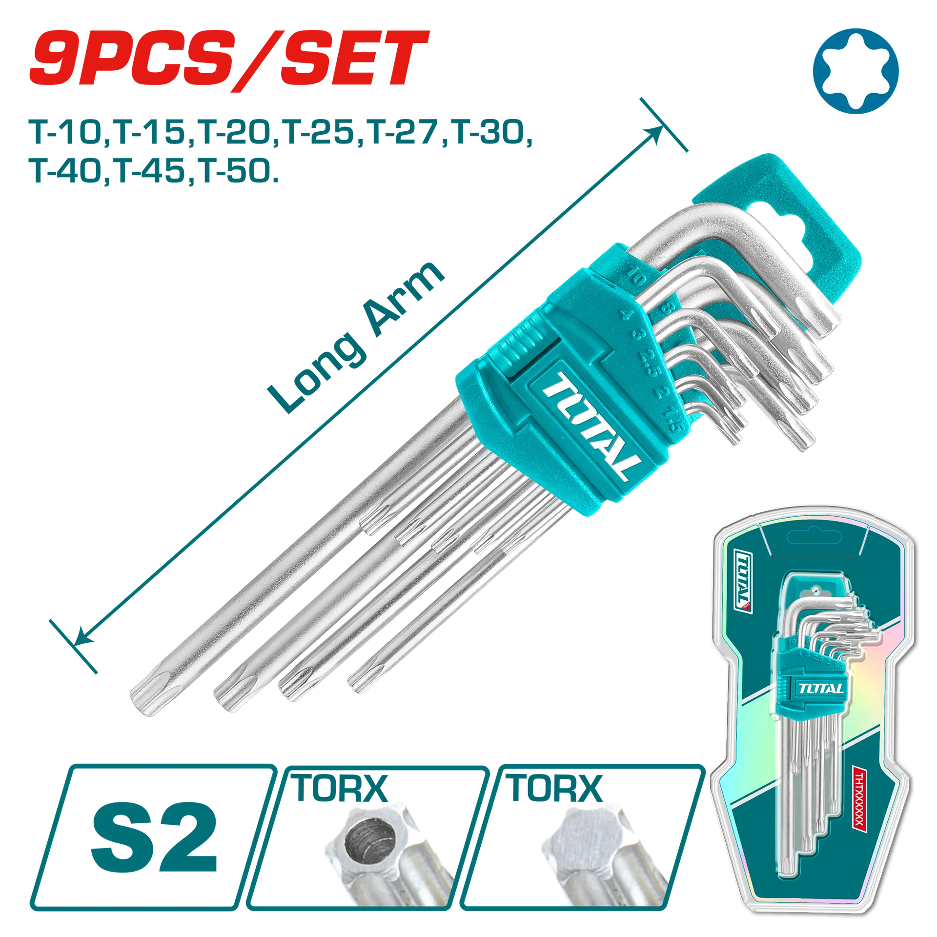 Sërë gjazhçeve 9/1 TORX i shkurtër TOTAL THT106392