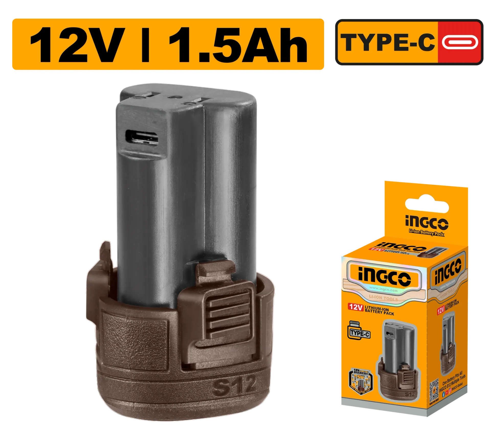 Bateria rezerve LI-ION 12V 1.5Ah INGCO FBLI12153