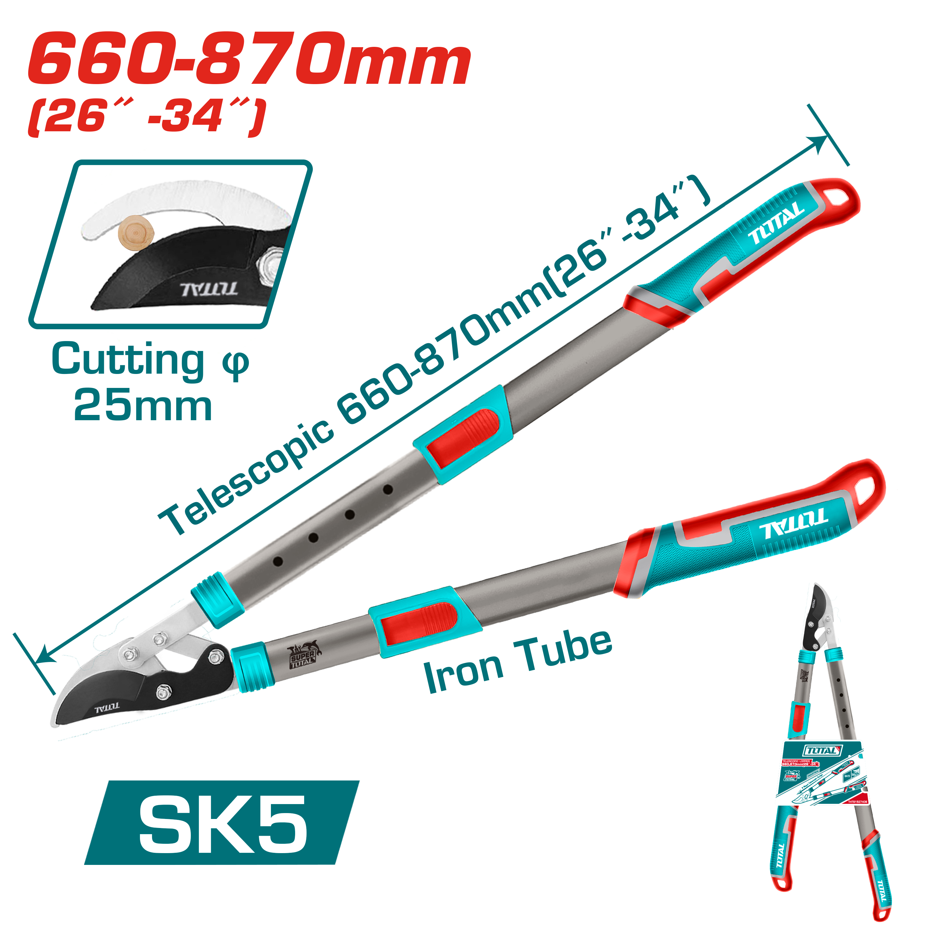Gërshërë të gjata për degë 660-870mm TOTAL THTS1527406