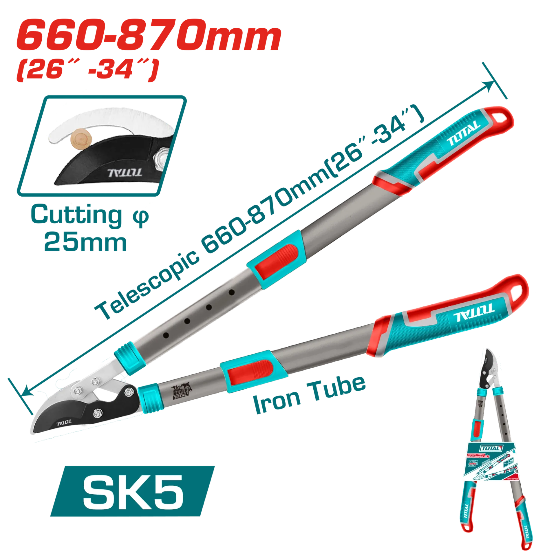 Gërshërë të gjata për degë 660-870mm TOTAL THTS1527406