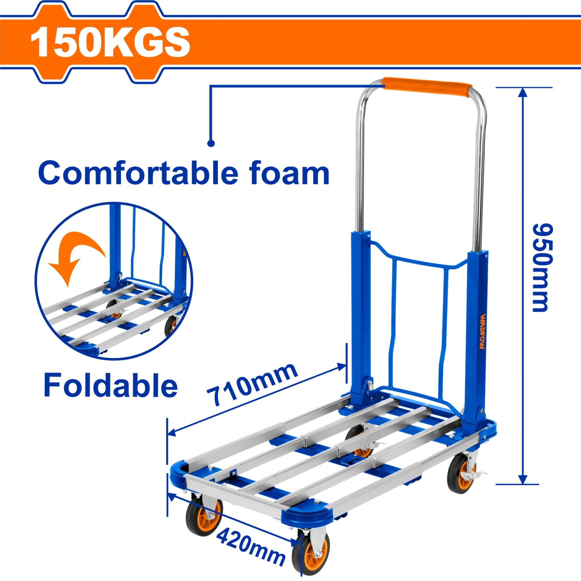 КОЛИЧКА ЗА ТРАНСПОРТ 150KG WADFOW WWB9A15