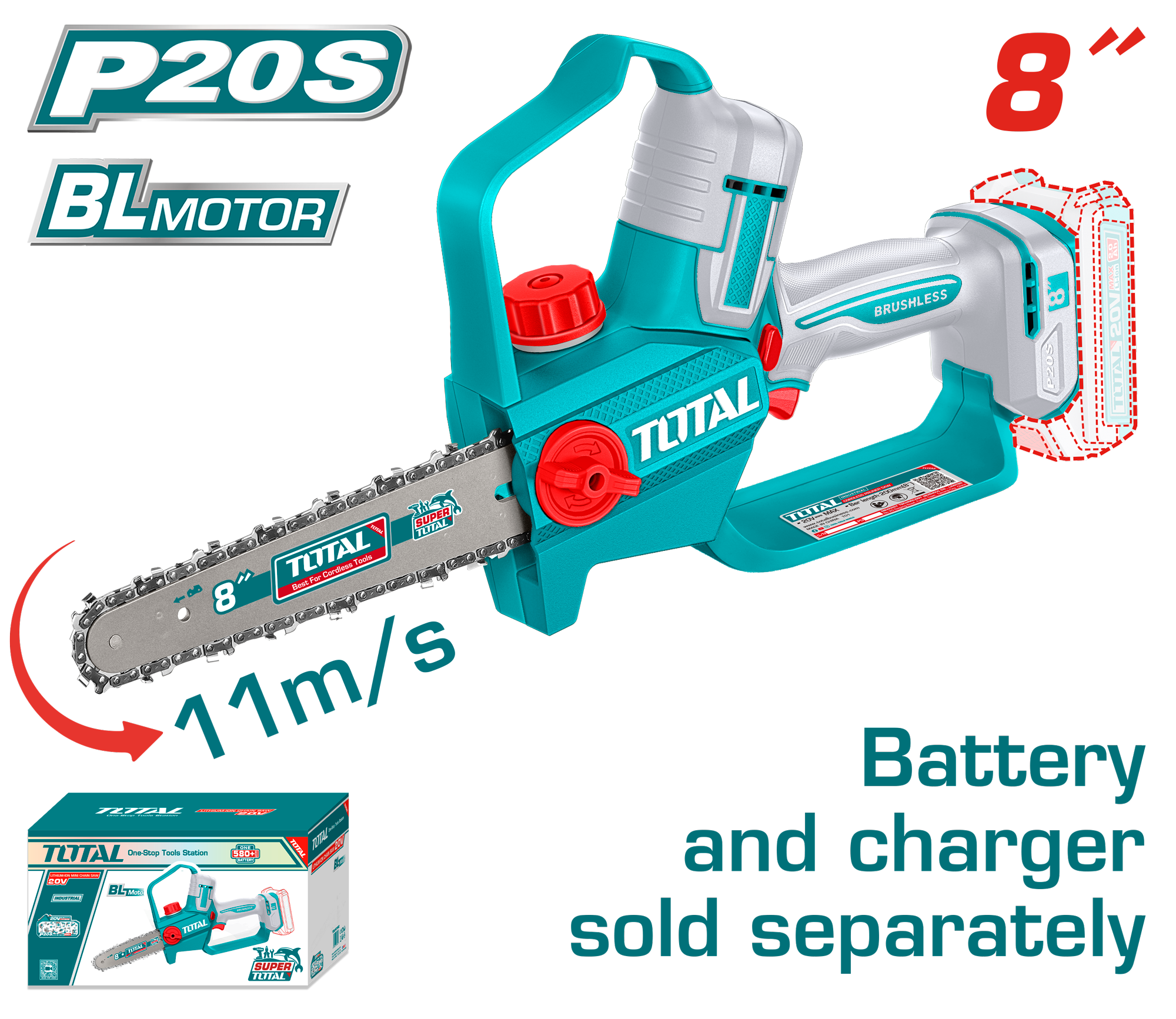 Motorra pila per degët 8″ (200mm) 20V vetëm pa baterite TOTAL TGSLI2088
