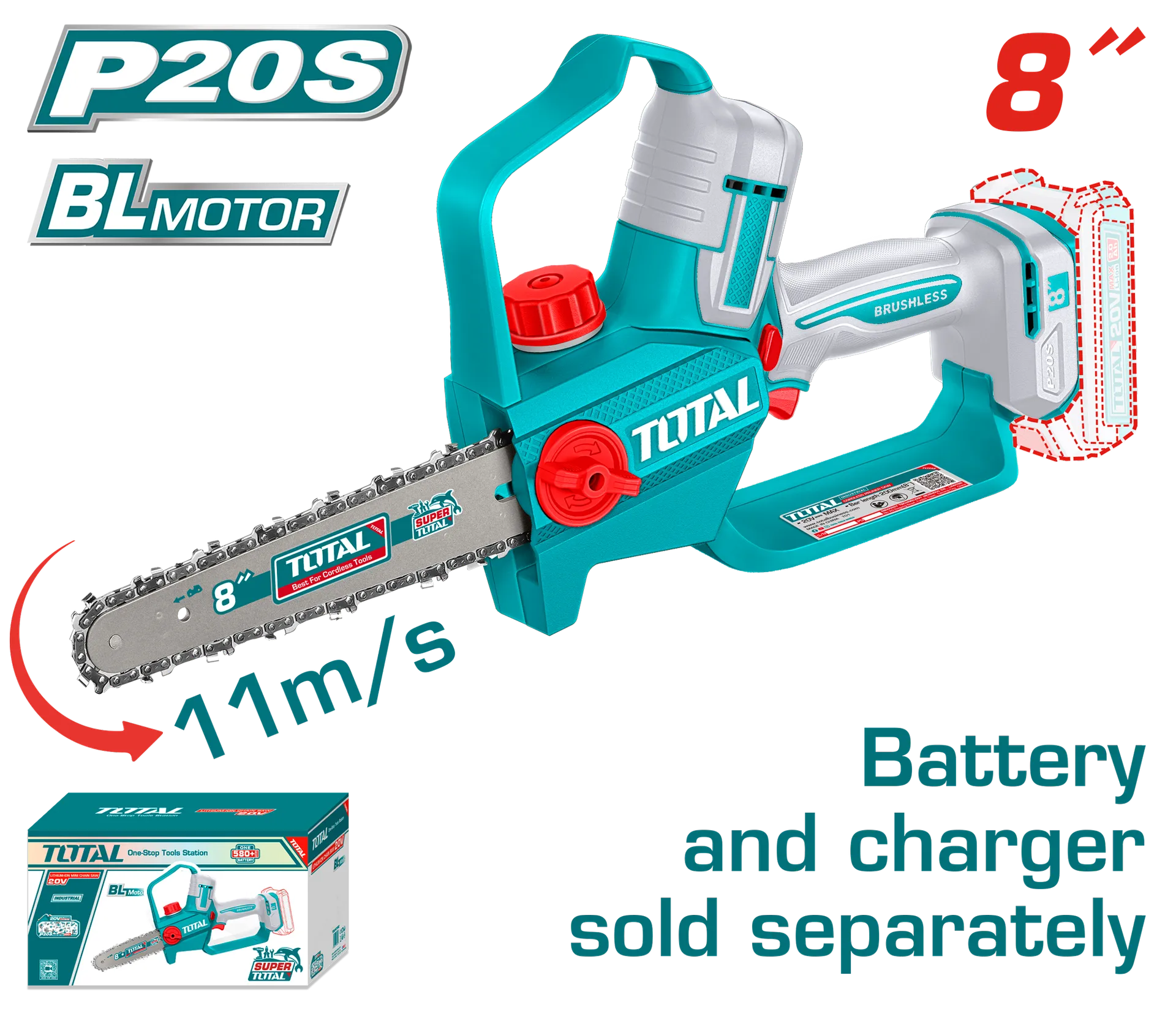 Motorra pila per degët 8″ (200mm) 20V vetëm pa baterite TOTAL TGSLI2088