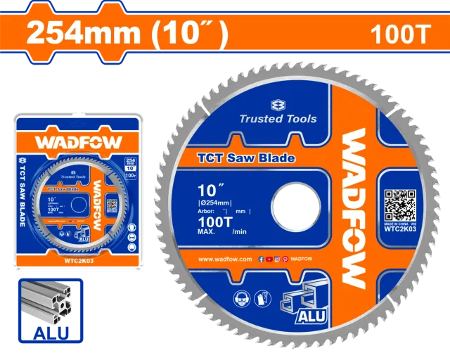 ПИЛА ЗА ЦИРКУЛАР ГЕР АЛУМИНИУМ 254mm 100T WADFOW WTC2K03