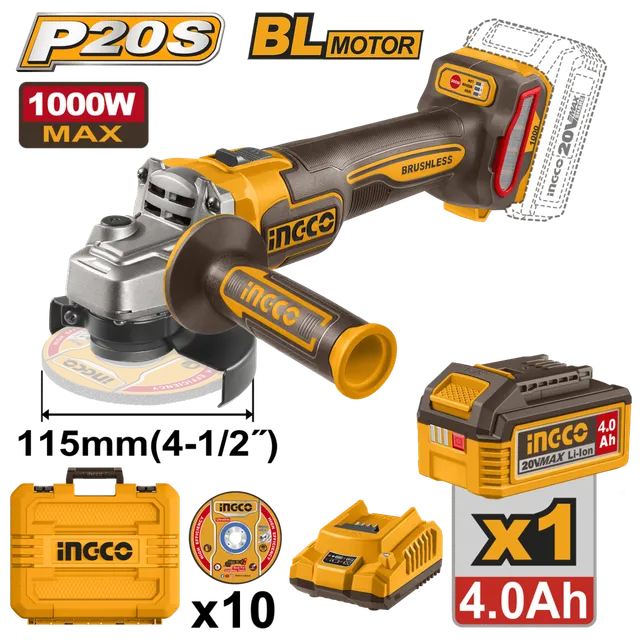 АГОЛНА БРУСИЛКА 20V 1000W 1×4.0Ah INGCO CAGLI271531