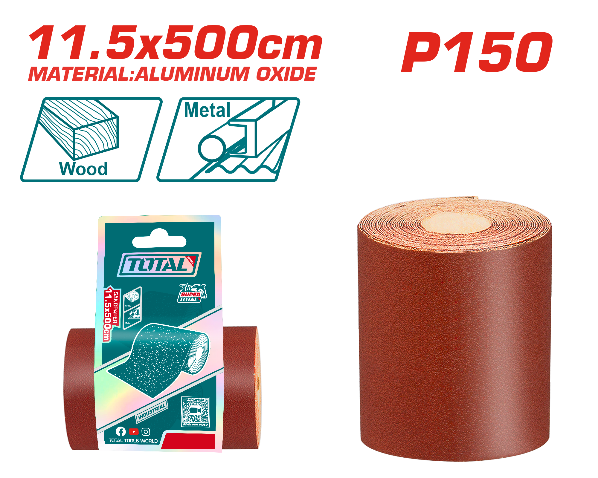 Letër Zmerile 115mmx5M P150 TOTAL TAC15065