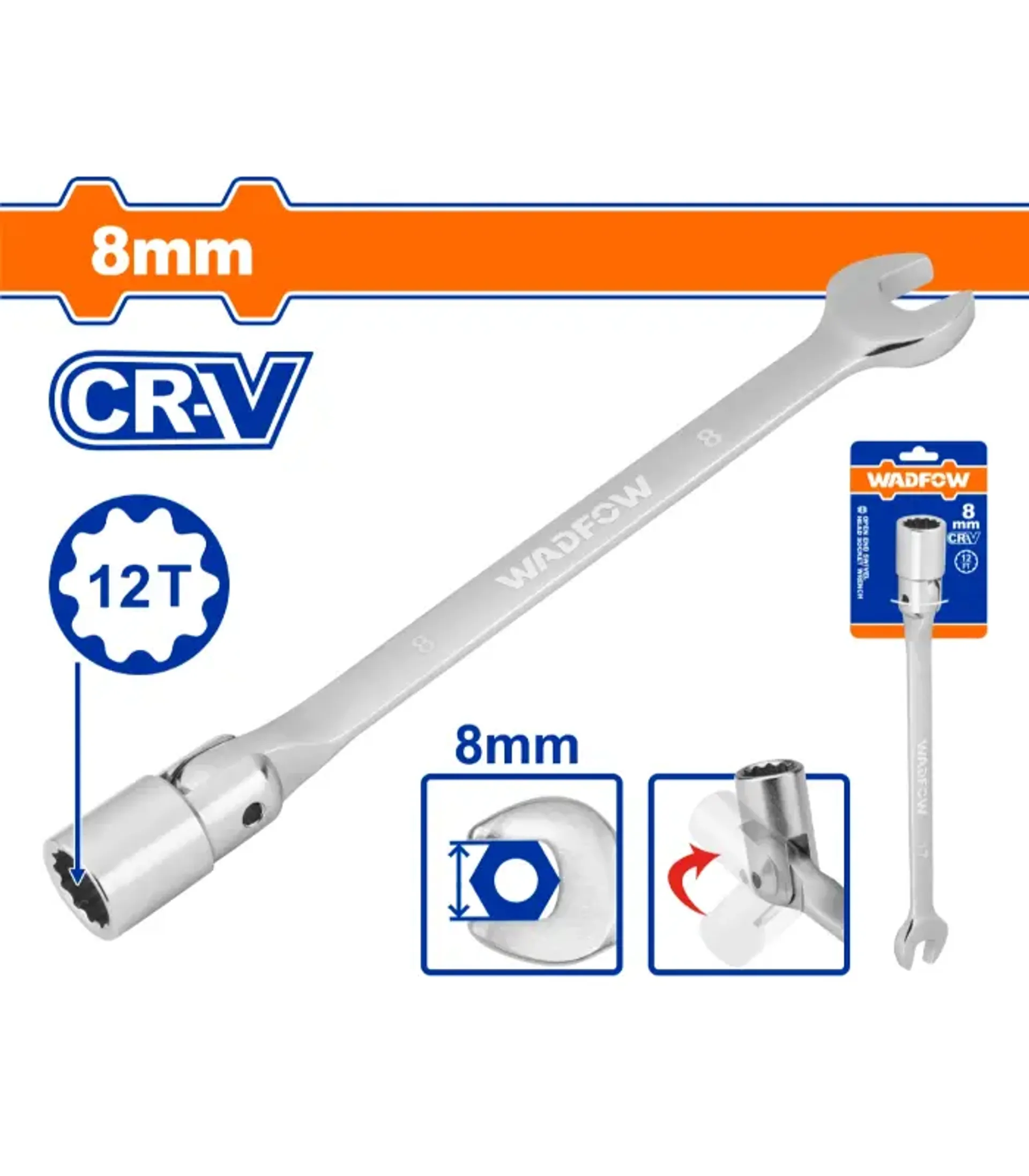 Çelës fleksibël kombinuar 8mm WADFOW WTH1E08